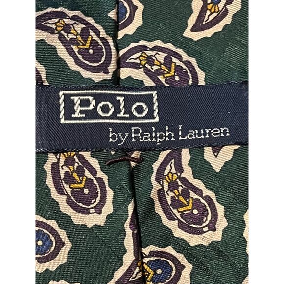 Ralph Lauren Green Paisley Tie 100% Silk Corpcore Business Dressy Classic - Picture 3 of 3